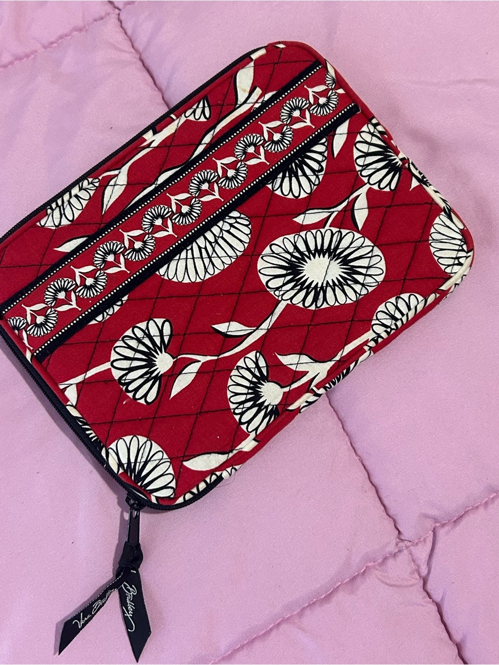 Vera Bradley Red Floral Quilted Zip Case